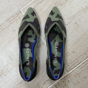 Rothy’s The Point Olive Camo Flats, Size 7.5